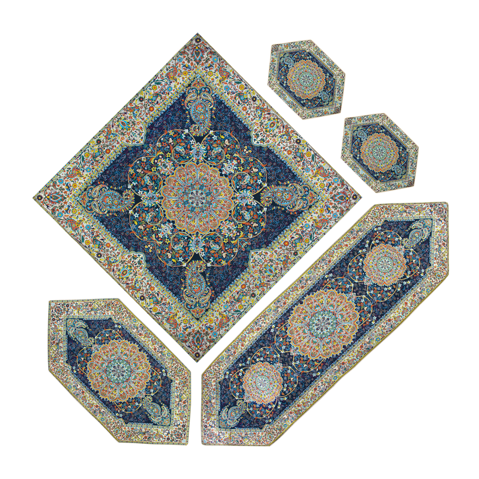 ست 5 تکه رومیزی ترمه طرح افشار کد afsr-1007