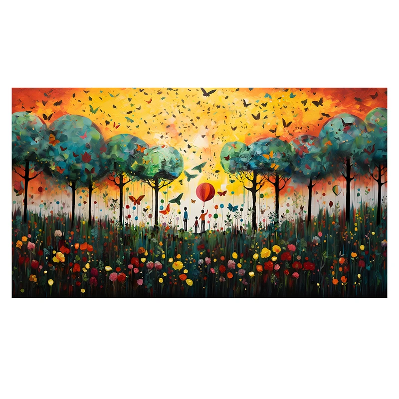 فرش پارچه‌ای مدل فرشینه طرح خورشید و پروانه کد AR3060294