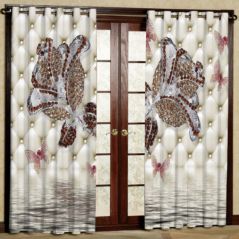 پرده مدل گل دار مخمل پانچی کد 1332 سایز 140x280 سانتی متر
