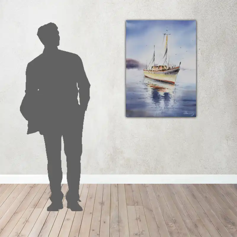 نقاشی آبرنگ طرح قایق 014