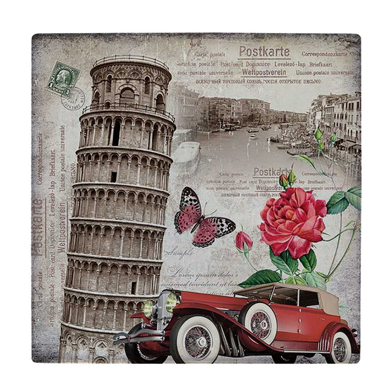 زیر لیوانی طرح نقاشی اتومبیل کلاسیک و برج پیزا کد 6096725_5228