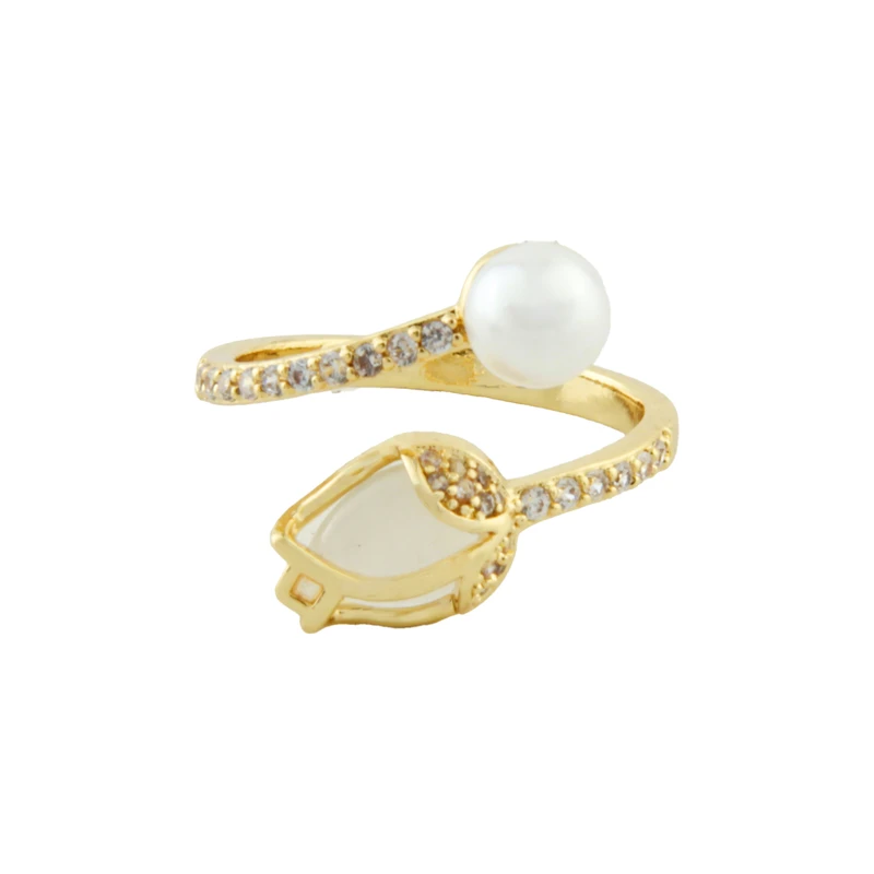 انگشتر زنانه مدل گل لاله نگین دار کد 1954