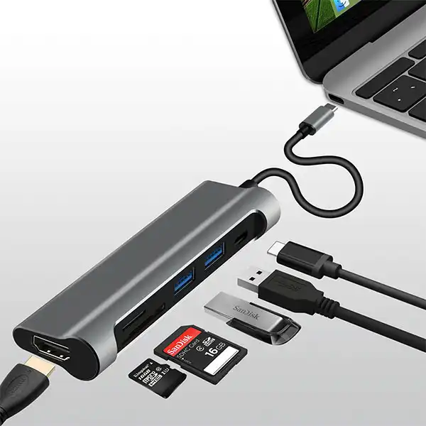 هاب 6 پورت USB-C جی سی پال مدل JCP6217