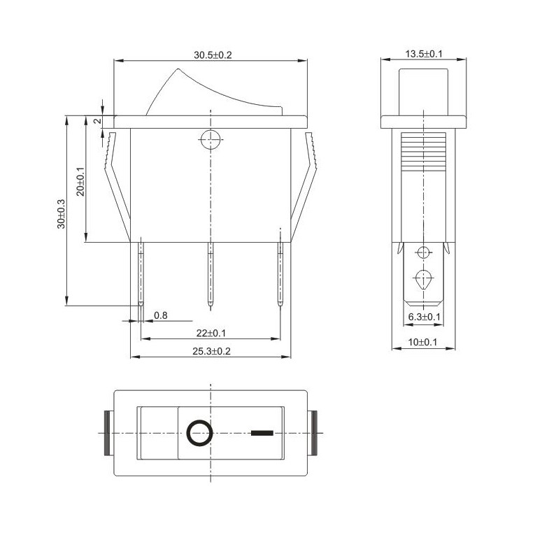 کلید راکر مدل 3 پایه کد KCD3 بسته 2 عددی