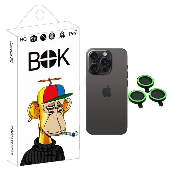 محافظ لنز دوربین شبرنگ بوک مدل Lighting مناسب برای گوشی موبایل اپل iPhone 15 / 15 pro max