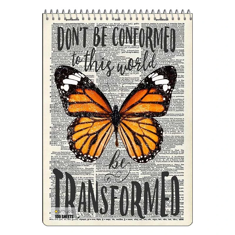 دفتر شطرنجی 100 برگ کارنیکا طرح روزنامه وینتج پروانه Vintage Newspaper Butterfly کد 36179