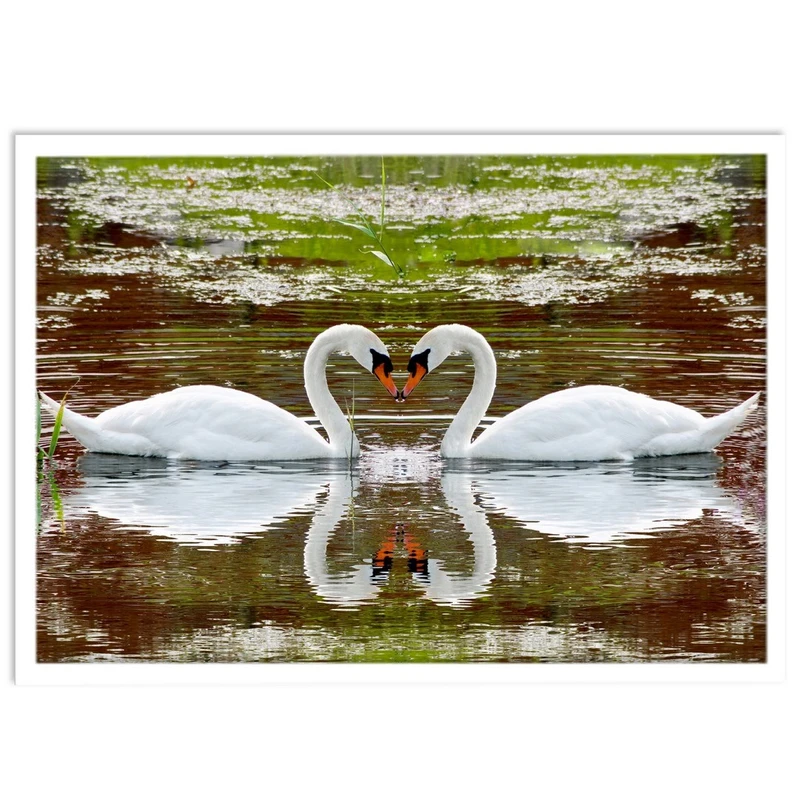 تابلو نوری بکلیت طرح طبیعت و پرندگان قو مدل W-S353