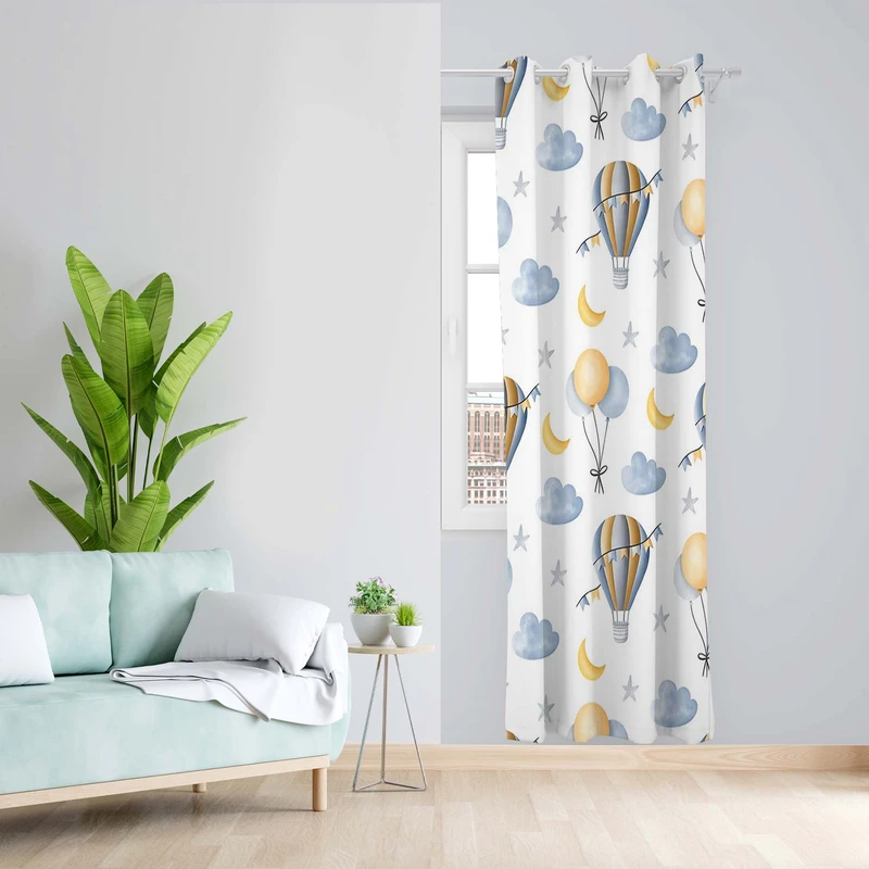 پرده طرح بالن مدل مخمل پانچی کد 4956 z سایز 140x200 سانتی متر