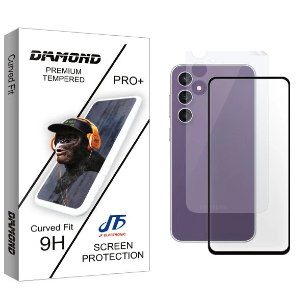 محافظ صفحه نمایش شیشه ای جی اف مدل Diamond مناسب برای گوشی موبایل سامسونگ Galaxy S23 FE  به همراه محافظ پشت گوشی