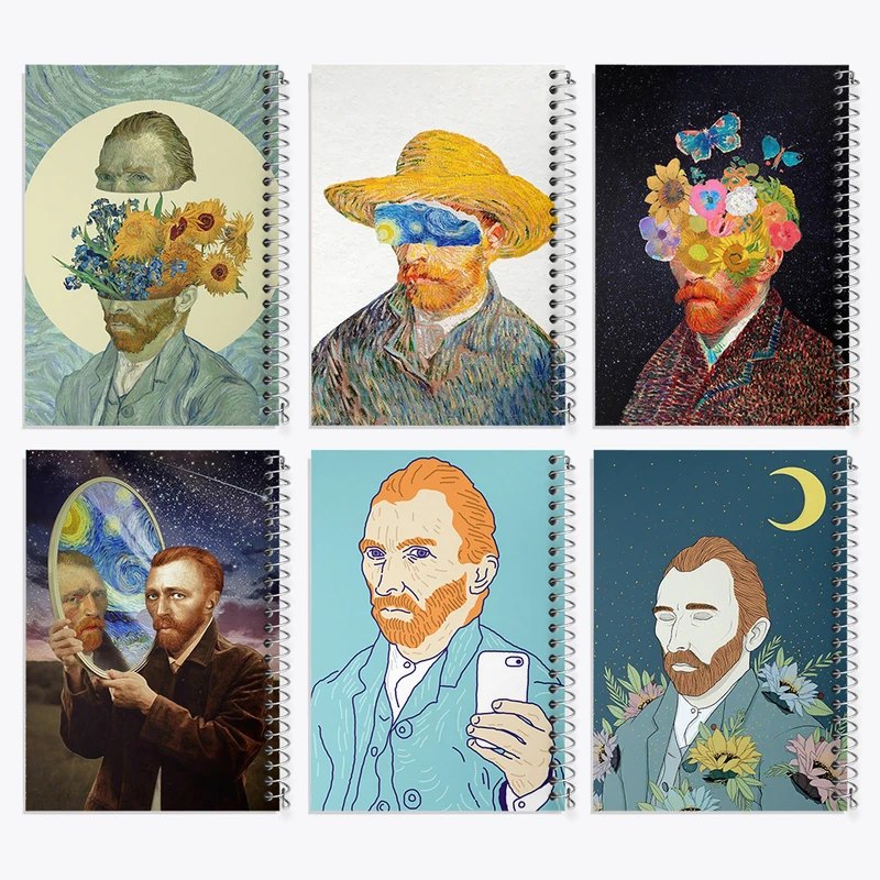 دفتر مشق 100 برگ خندالو طرح ونسان ونگوگ کد 487 مجموعه 6 عددی