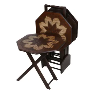 میز عسلی مدل تاشو کد 0001 مجوعه 4 عددی