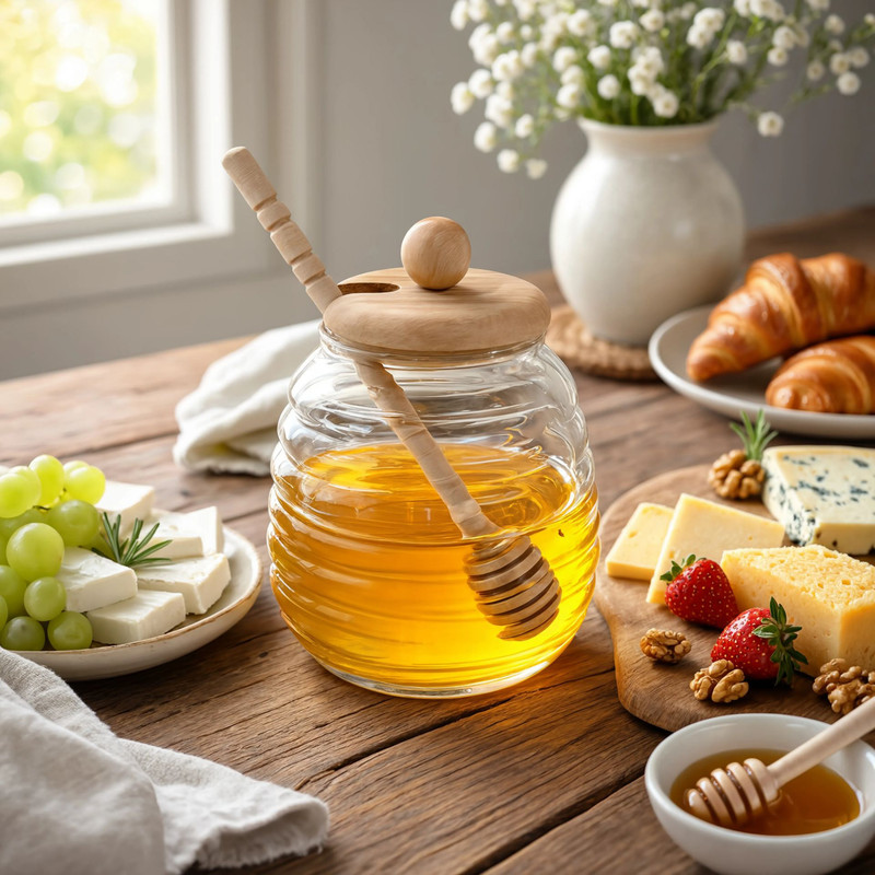 ظرف عسل مدل کندو به همراه قاشق
