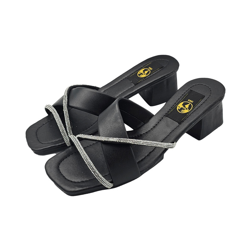 صندل زنانه سیی مدل شاین نگین دار کد 2094