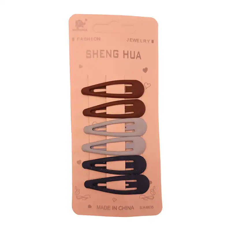 گیره مو زنانه مدل تق تقی شمعی کد cl40210 بسته شش عددی