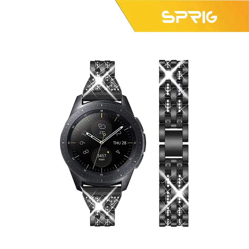 بند اسپریگ مدل Diamond Two line مناسب برای ساعت هوشمند سامسونگ Galaxy Watch 4 40mm / watch 4 42mm / watch 4 44mm / watch 4 46mm / Watch 5 40mm / Watch 5 44mm / Watch 5 pro 45mm