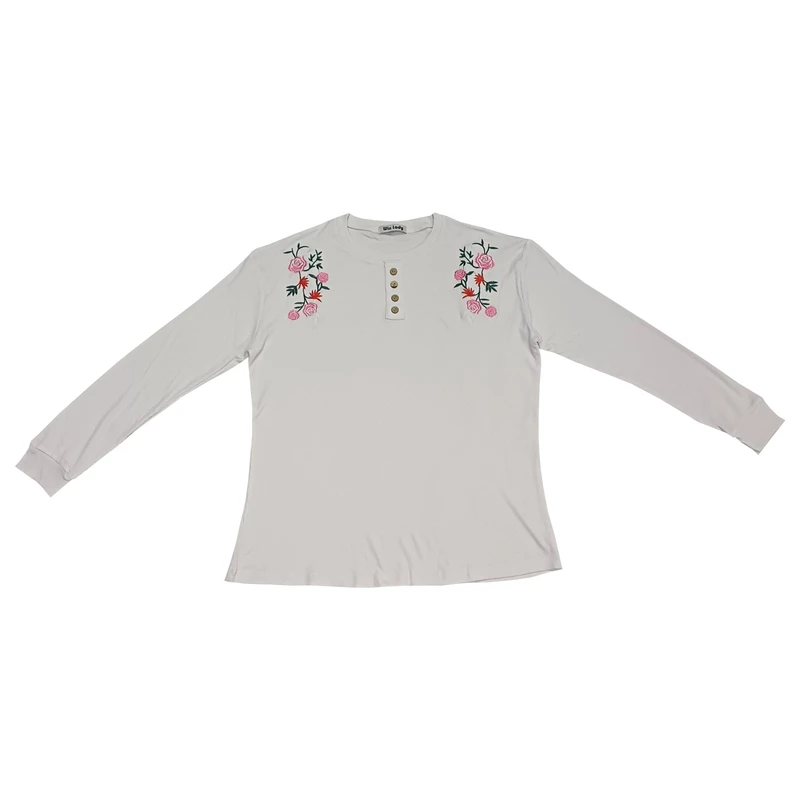 بلوز آستین بلند زنانه مدل کبریتی گلدوزی شده