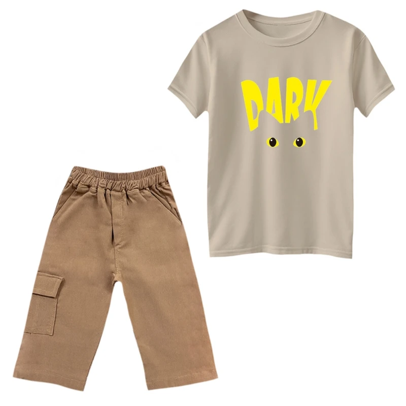 ست تی‌شرت و شلوارک پسرانه مدل گربه تاریک