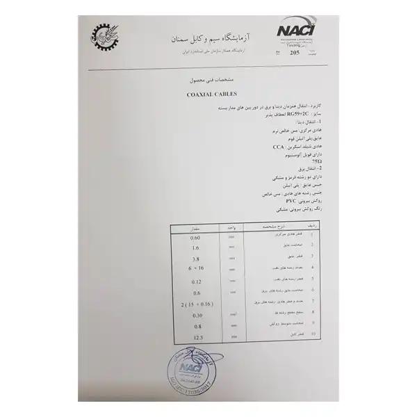 کابل RG59 ترکیبی سیم و کابل سمنان مدل 100 طول 20 متر