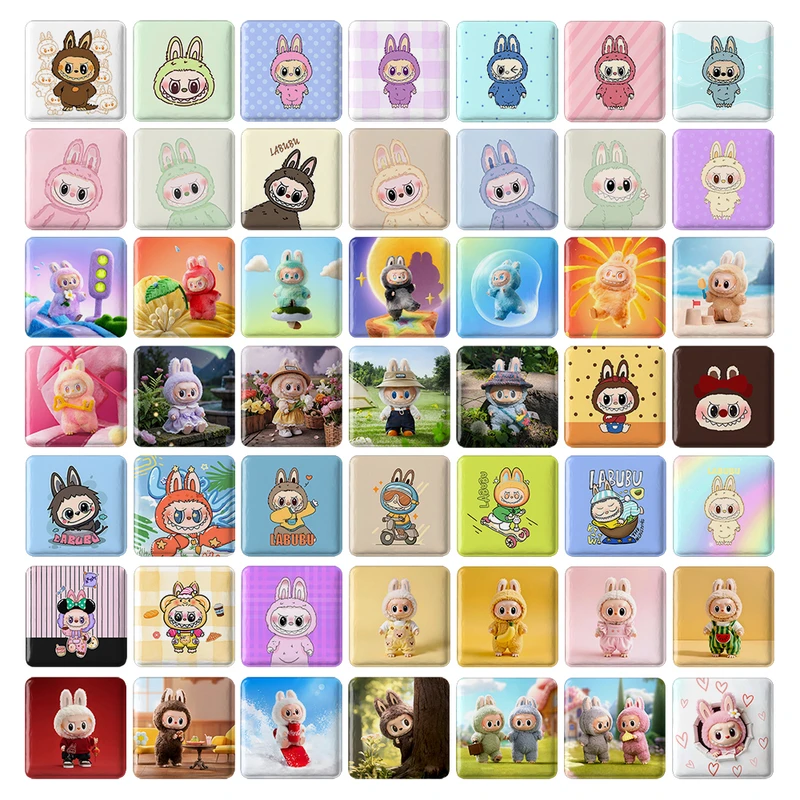 مگنت خندالو طرح عروسک لابوبو (Labubu) کد 185 مدل مربعی مجموعه 49 عددی