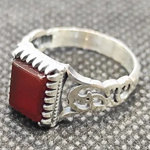 انگشتر نقره مردانه مدل سنگ عقیق خراسان کد 191