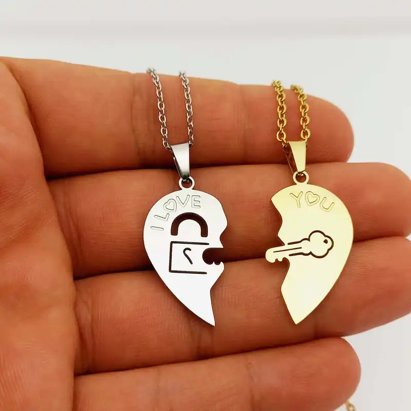 گردنبند طرح کلید و قفل مدل 275GAMZ مجموعه 2 عددی