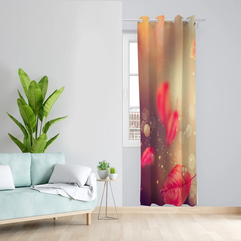 پرده طرح برگ مدل مخمل پانچی کد L 656 Z سایز 140x200 سانتی متر