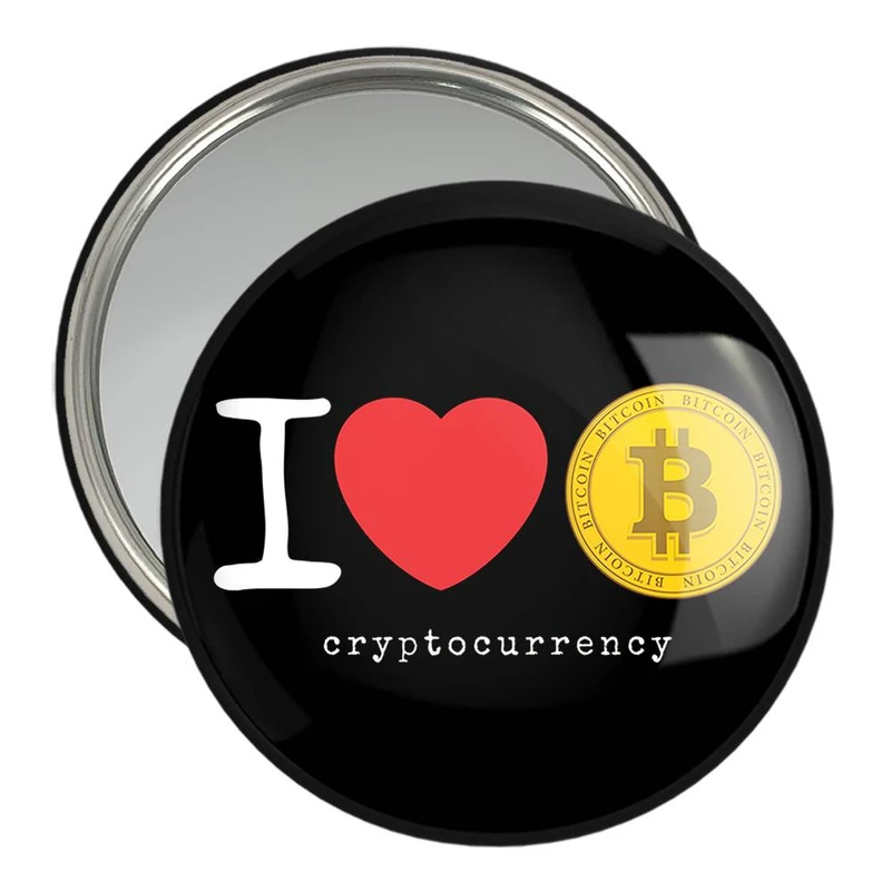 آینه جیبی خندالو مدل I Love Bitcoin  کد 10895