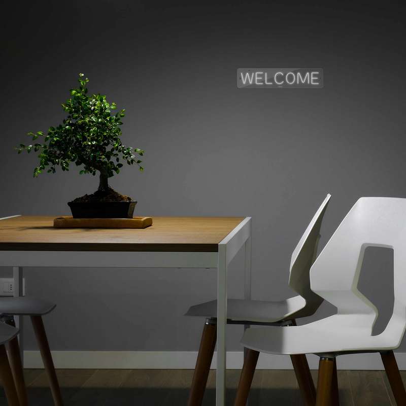 چراغ دیواری نئون دیزاین طرح Welcome_WHT