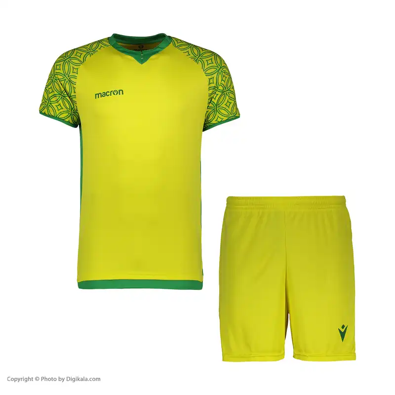 ست پیراهن و شورت ورزشی مردانه مکرون مدل آرمنیا رنگ زرد