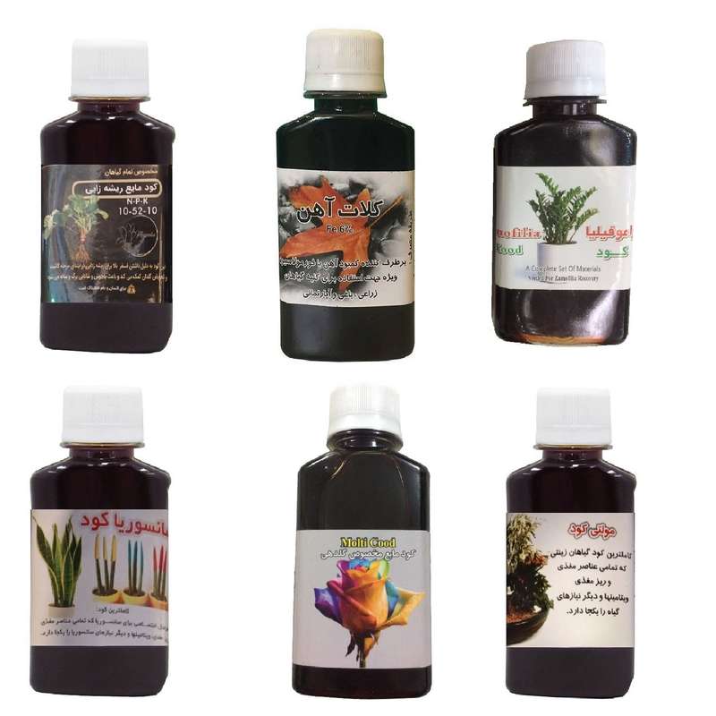 کود مایع فسفر ریشه زایی 10-52-10 و کلات آهن و کود زاموفیلیا و کود سانسوریا و کود گلدهی و مولتی کود مدل life drop حجم 120 میلی لیتر