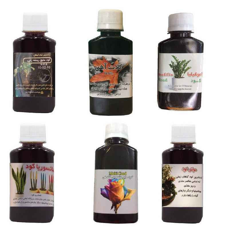 کود مایع فسفر ریشه زایی 10-52-10 و کلات آهن و کود زاموفیلیا و کود سانسوریا و کود گلدهی و مولتی کود مدل life drop حجم 120 میلی لیتر
