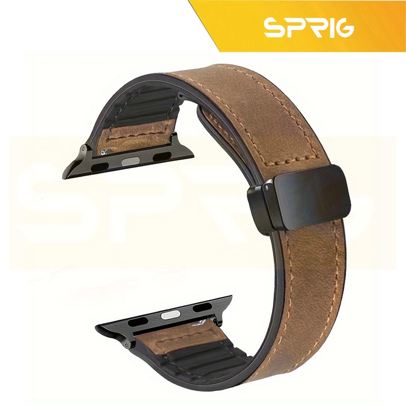 بند اسپریگ مدل Magnetic Soft Leather GLS مناسب برای اپل واچ 42 میلی متری سری 10/11 به همراه کاور