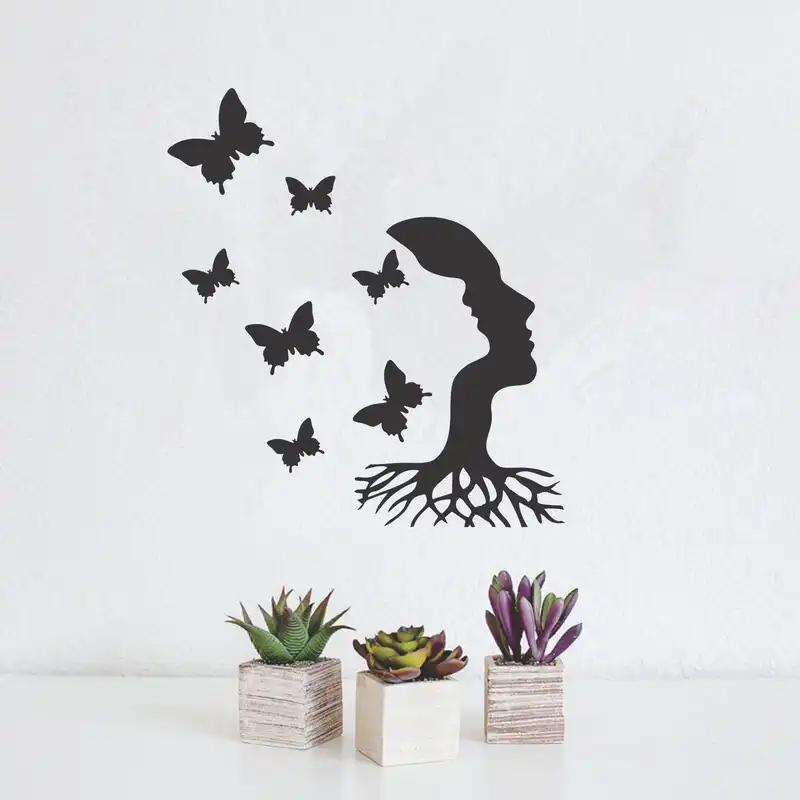 استیکر دیواری سهیل چاپ مدل زن و پروانه کد ZP01