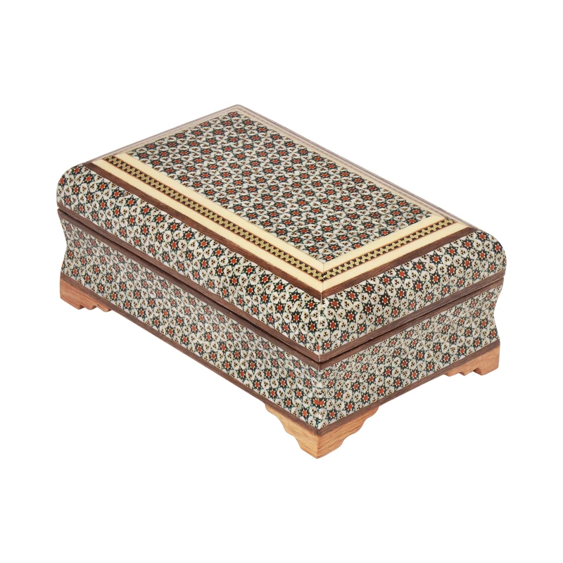 جعبه جواهرات خاتم کاری چوبی کد 03