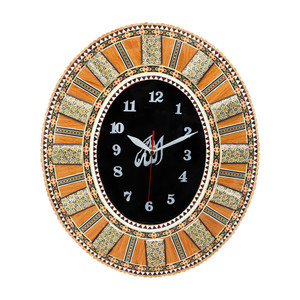 ساعت دیواری خاتم کاری مدل الیپس طرح الله جل جلاله کد 41p35d23p17