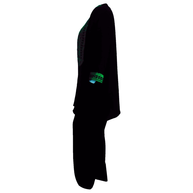 مانتو و شلوار زنانه مدل  نخی ابر و بادی سنتی کد tm-2477 رنگ مشکی