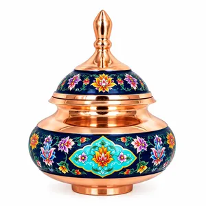 قندان میناکاری مسی آقاجانی مدل دخل 044