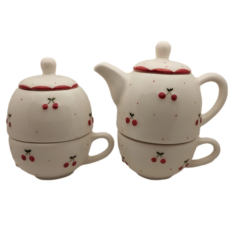 سرویس چای خوری 4 پارچه 2 نفره مدل آلبالو کد 11