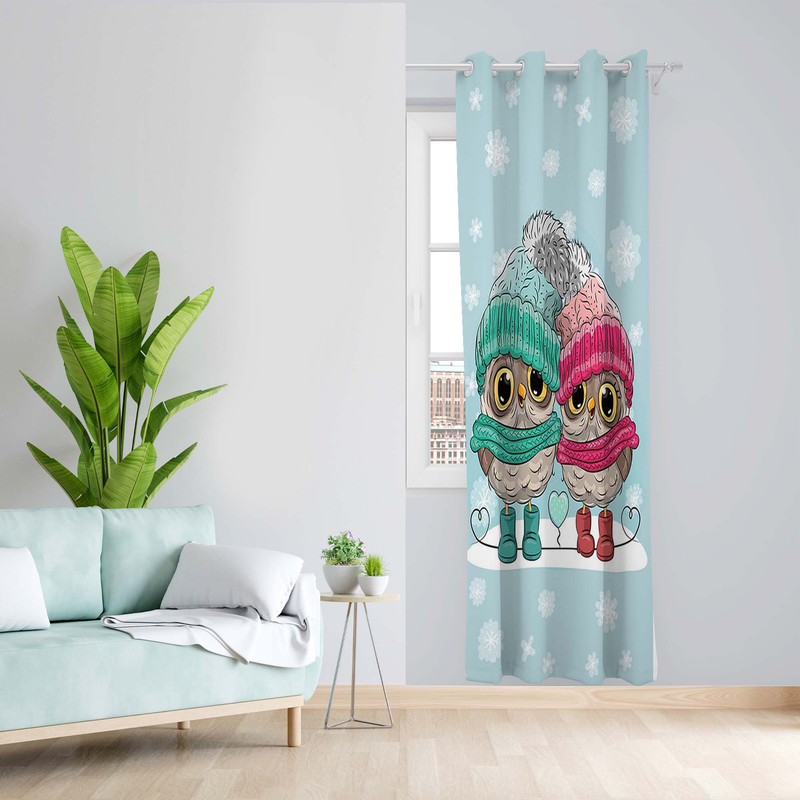 پرده طرح کودک جغد مدل مخمل پانچی کد 1792 z سایز 140x200 سانتی متر