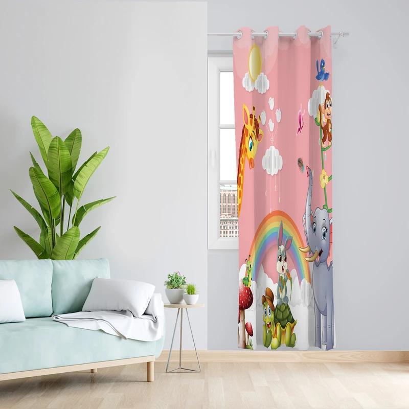 پرده طرح کودک مدل مخمل پانچی کد 2655 z سایز 140x200 سانتی متر