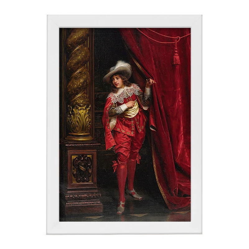 تابلو خندالو مدل نقاشی شوالیه ‌ای با لباس قرمز اثر فردریک سولاکروا کد F12137