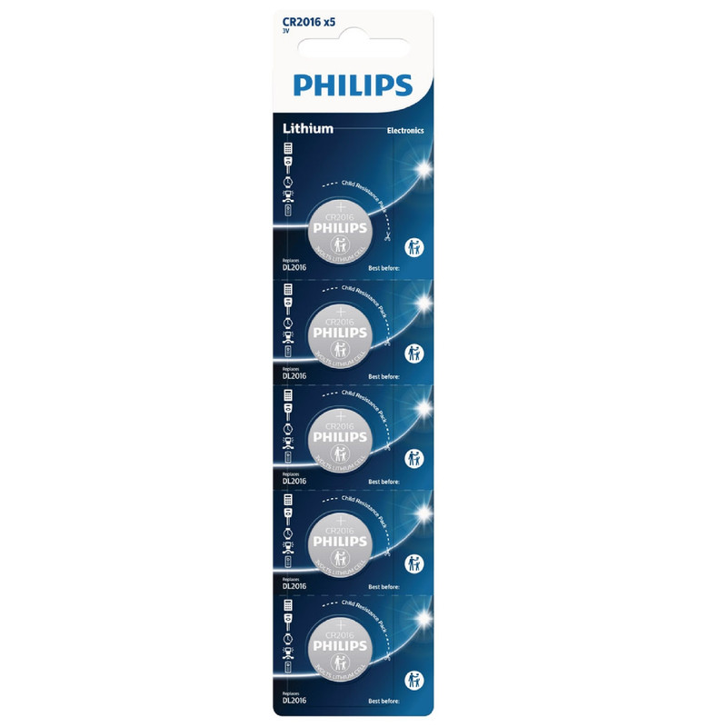 باتری سکه ای فیلیپس مدل CR2016 2016 بسته پنج عددی