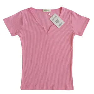 تی شرت آستین کوتاه زنانه مدل کبریتی رنگ صورتی