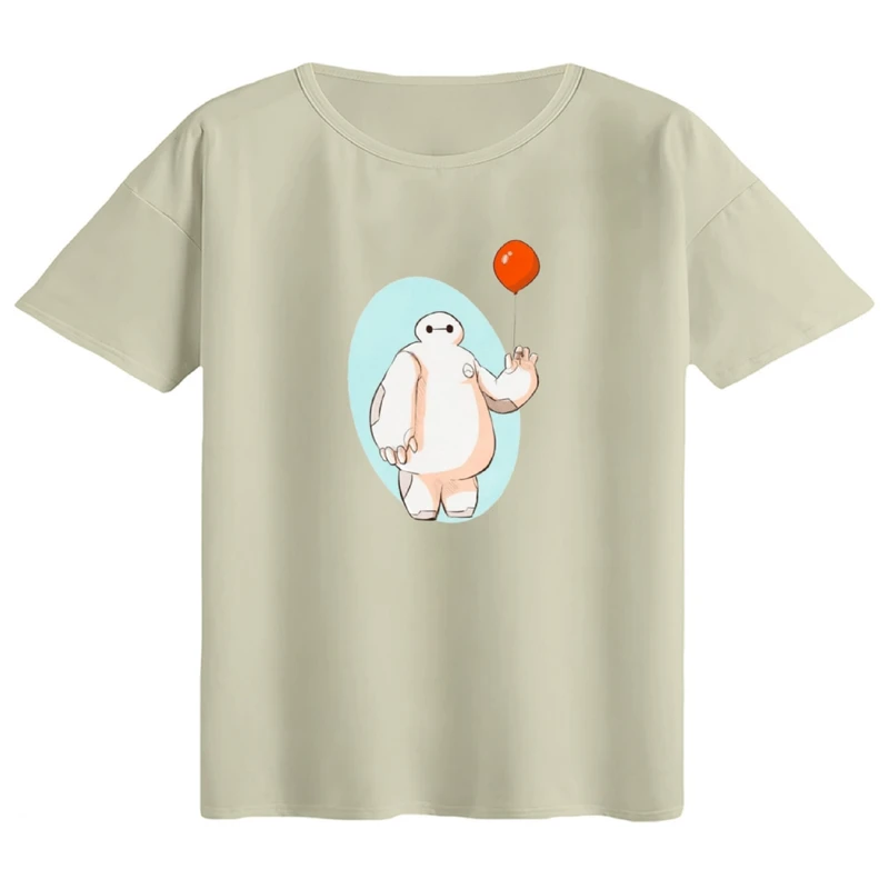 تی‌شرت اورسایز آستین کوتاه زنانه مدل باکسی طرح بیمکس و بادکنک