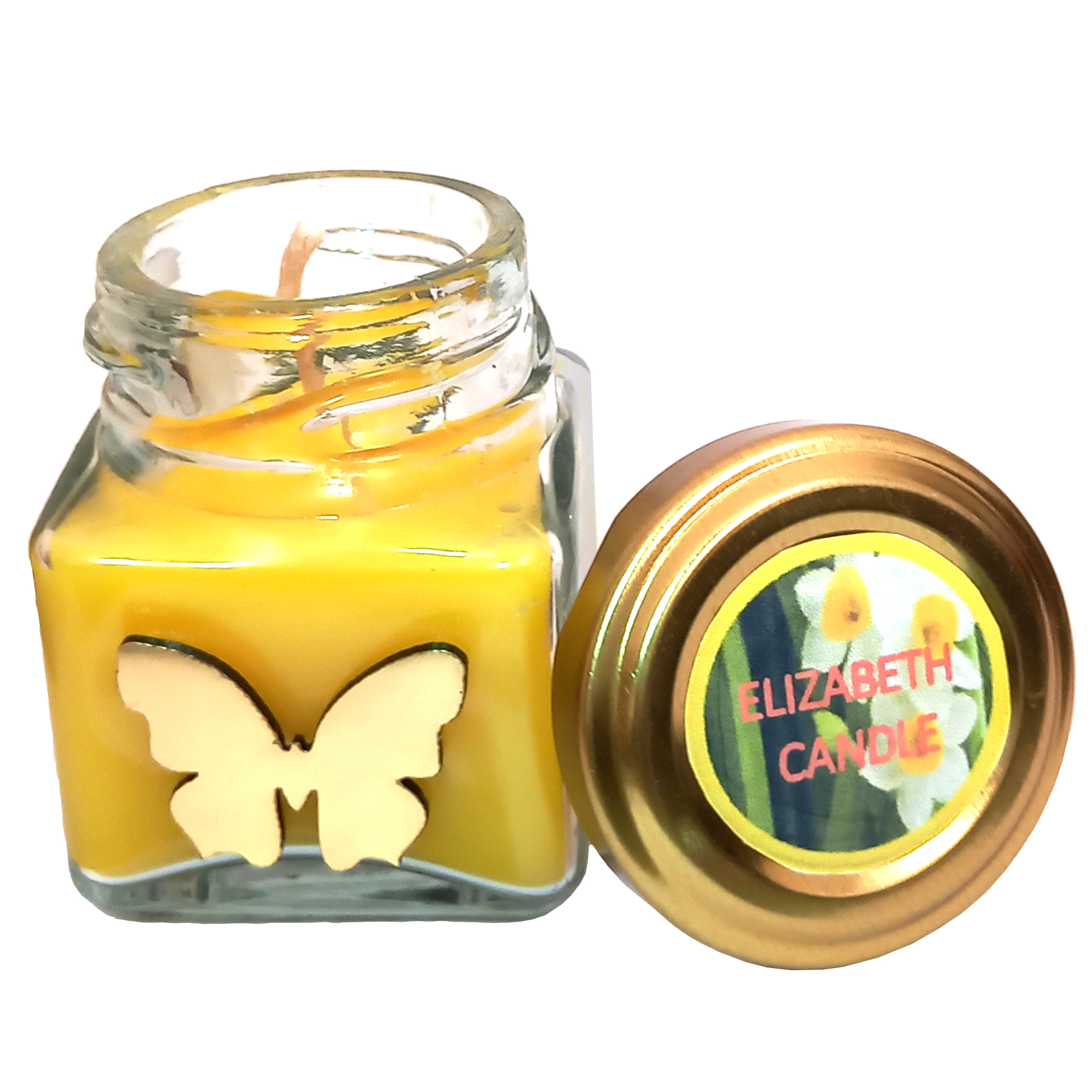 شمع لیوانی الیزابت کندل مدل گل نرگس