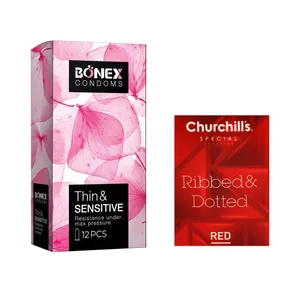 کاندوم بونکس مدل Thin & Sensitive بسته 12 عددی به همراه کاندوم چرچیلز مدل Hot Gel بسته 3 عددی