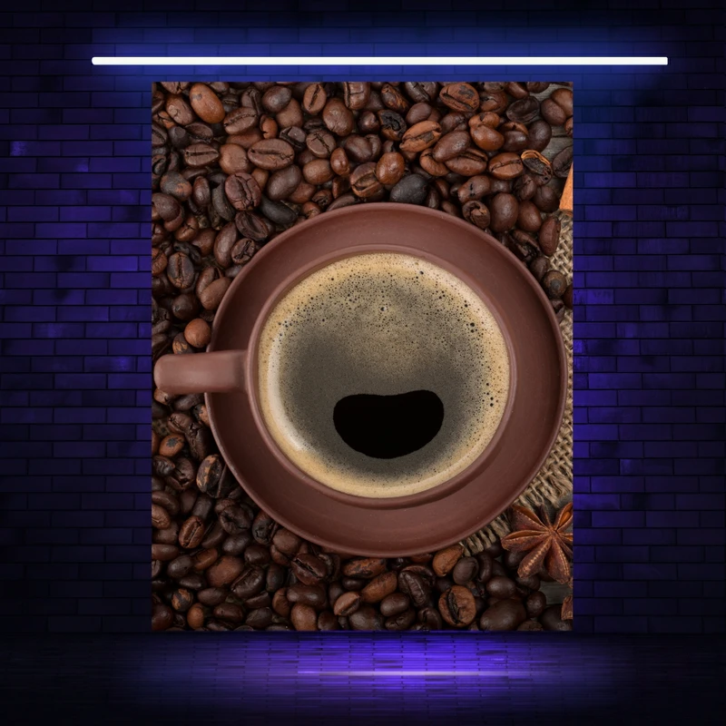 پوستر پارچه ای مدل بک دراپ بلک لایت فنجان قهوه کد GR1441