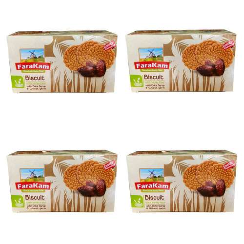 بیسکویت آرد جو بدون شکر با شهد خرما فراکام - 345 گرم بسته 4 عددی
