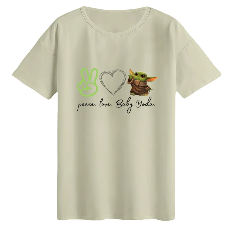 تی‌شرت لانگ آستین کوتاه زنانه مدل بیبی یودا صلح