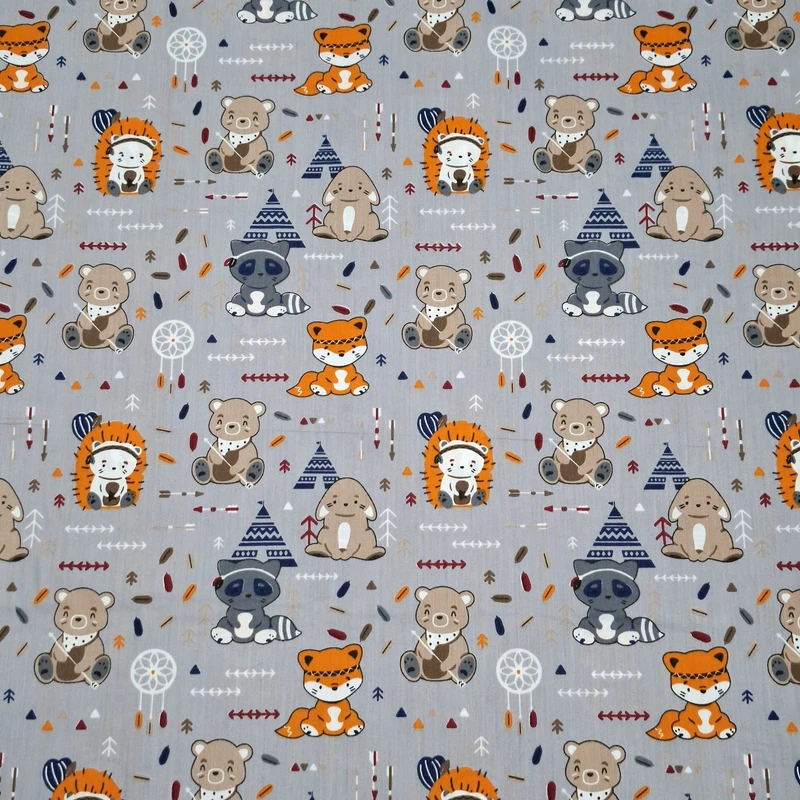 پارچه ملحفه عرض 1.5 متر مدل سرخپوست کد 2 رنگ طوسی